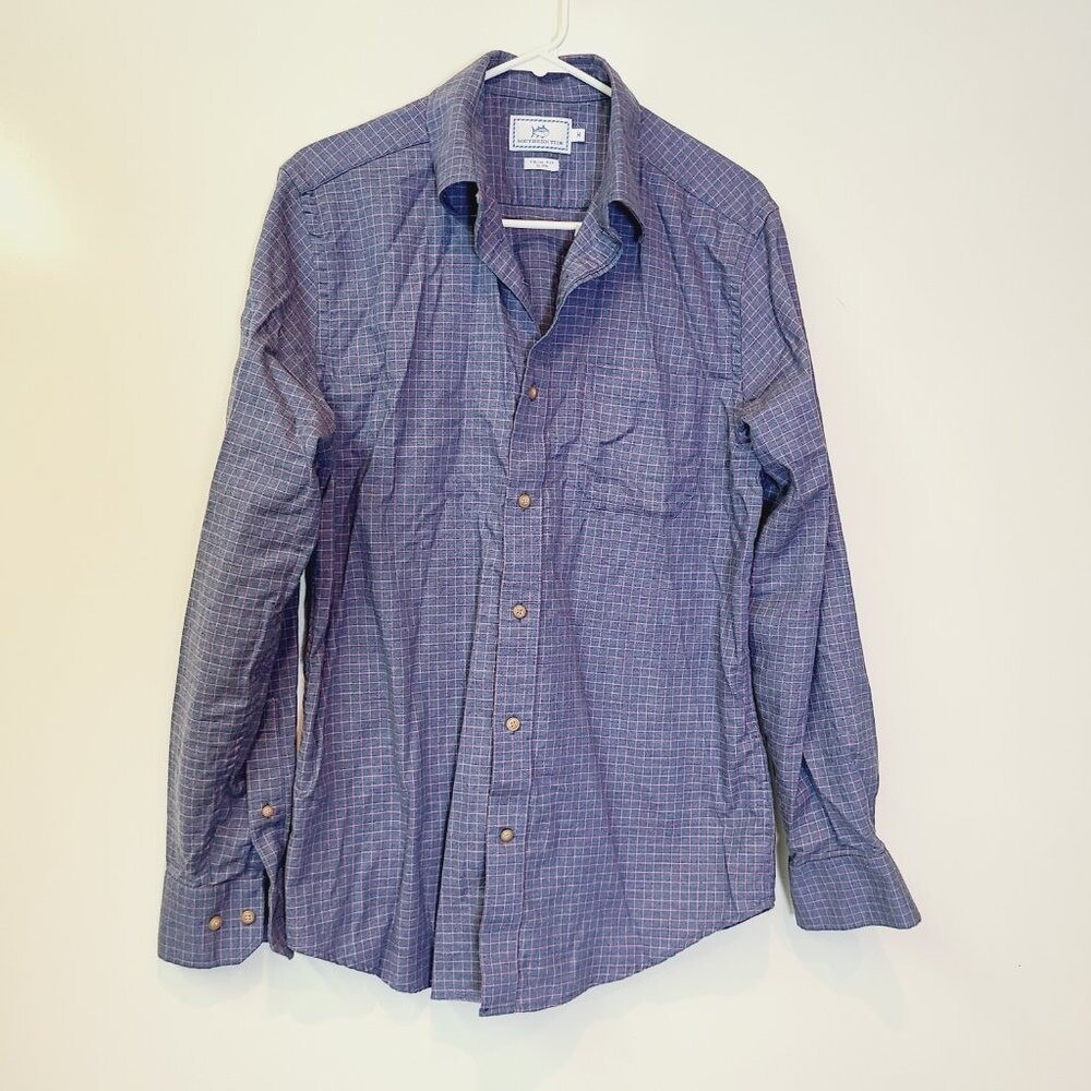 Southern Tide Shirt Purple Pink Long Sleeve Button Down Trim Fit Mens Medium